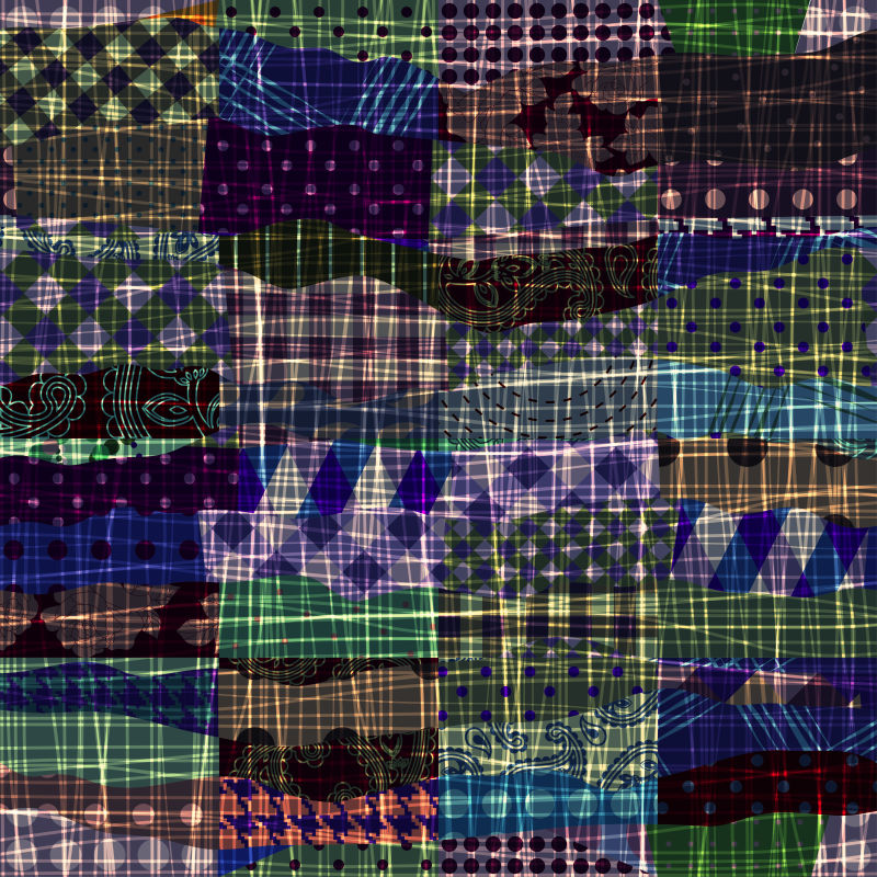 创意矢量几何抽象拼贴补丁图案背景