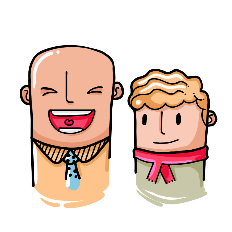 矢量的卡通父子插图设计