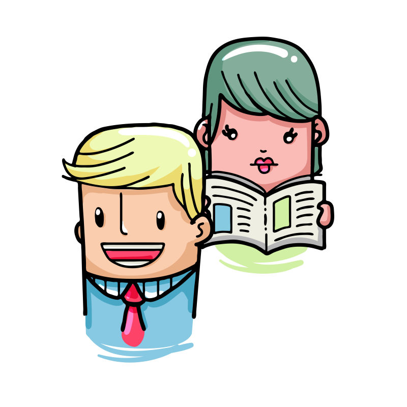 课堂上的卡通人物矢量插图设计