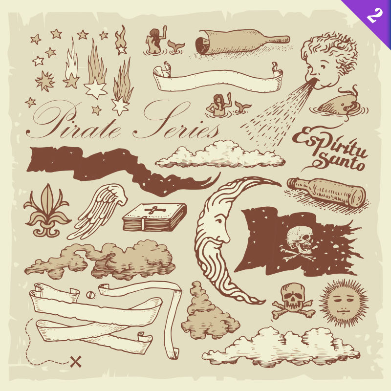 创意海盗插图元素矢量插图