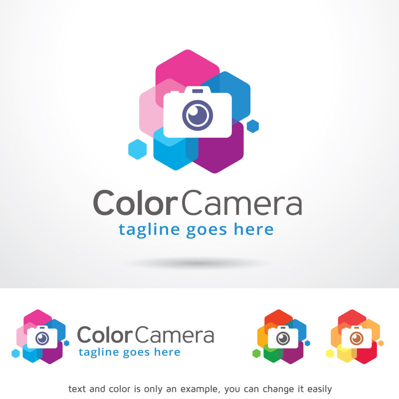 彩色相机图案的矢量摄影logo设计