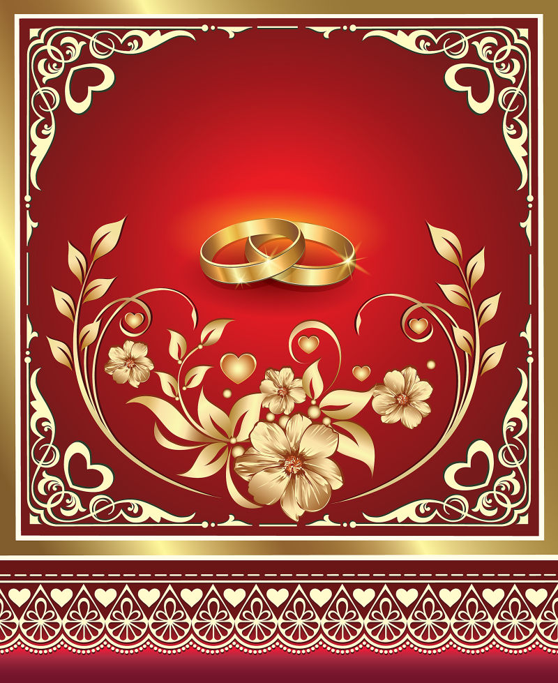 红色矢量结婚邀请卡