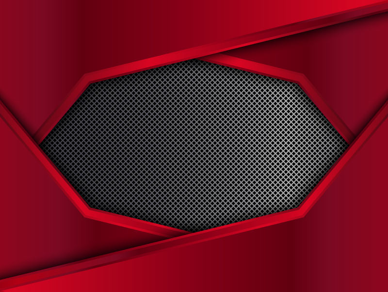 红色六边形有网格纹的矢量金属背景