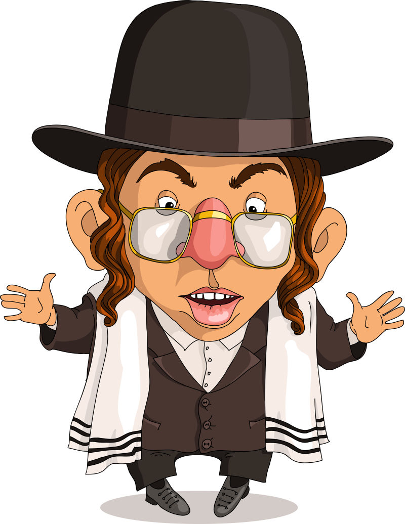 矢量卡通优雅的犹太绅士漫画插图