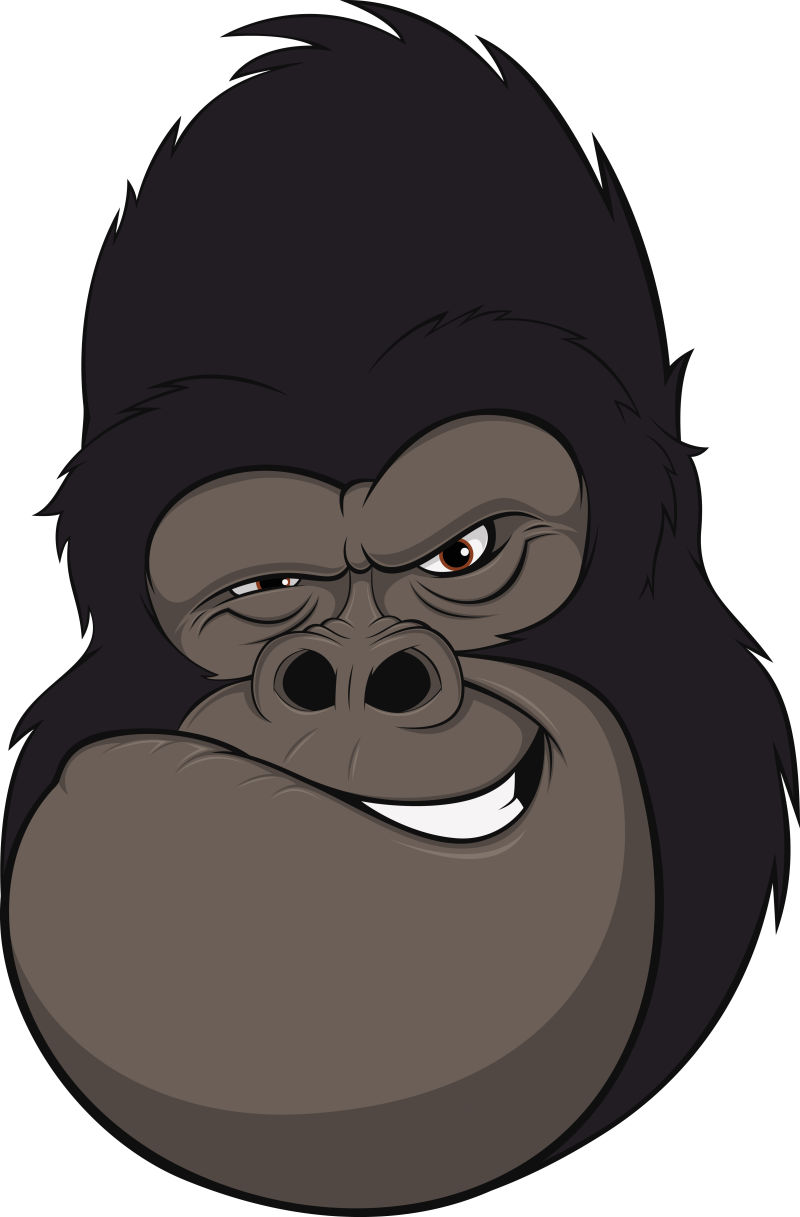 矢量卡通露出邪恶笑容的猴子