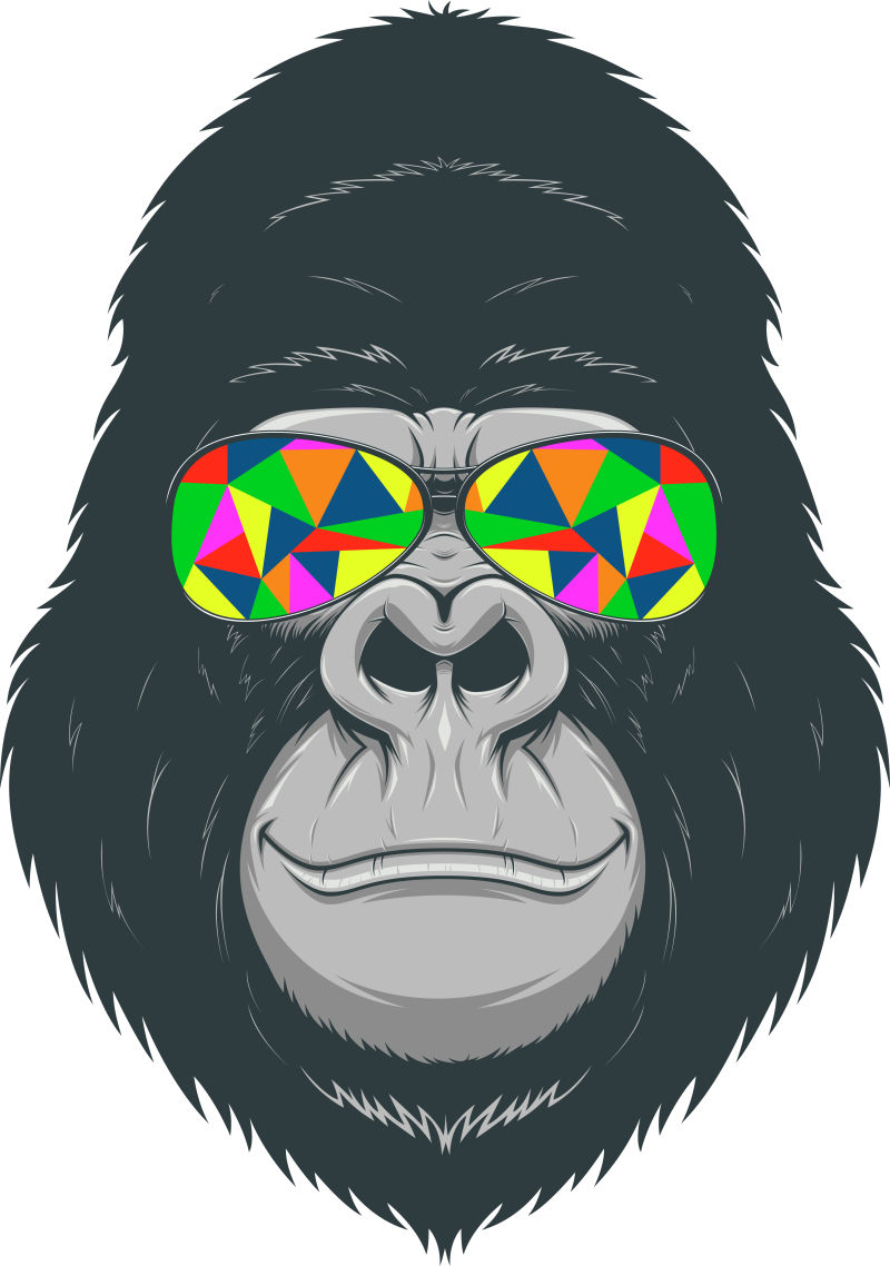 矢量卡通可爱的有大白牙的猴子