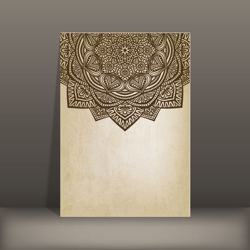 矢量有棕色装饰花纹的卡纸