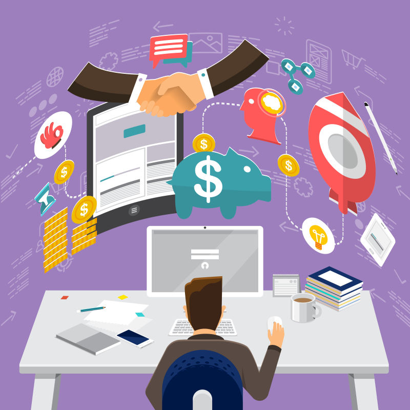 矢量平面商业概念的扁平化创意背景