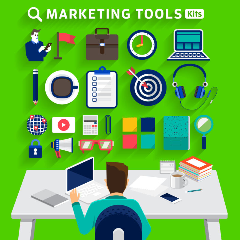 矢量平面设计商业概念的图标插图