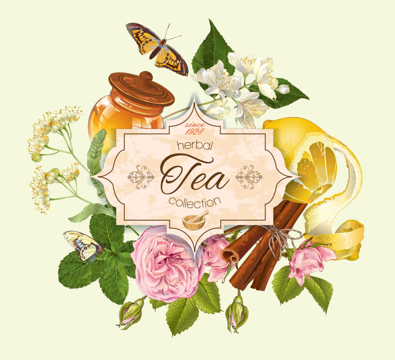 矢量的水果茶主题背景