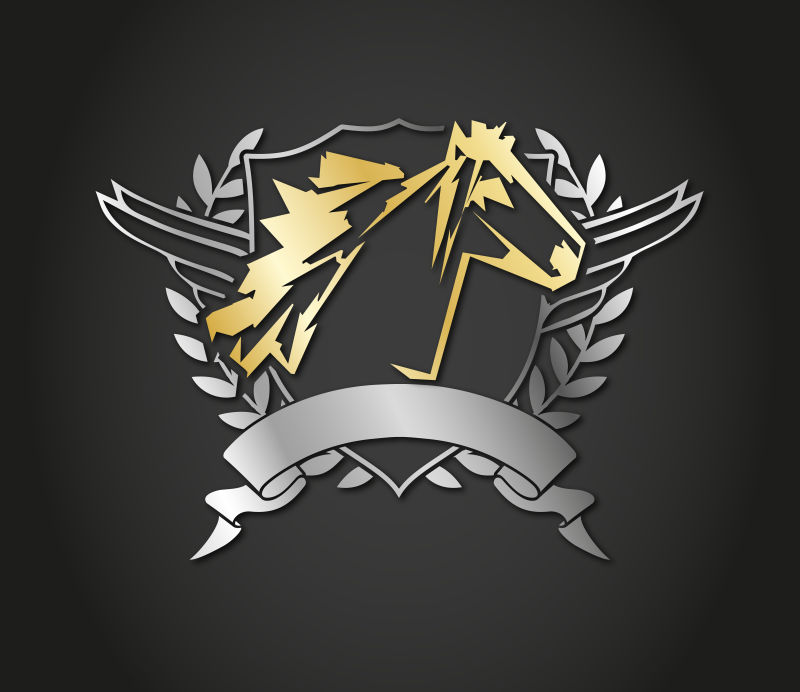 创意手绘马的抽象标志矢量插图