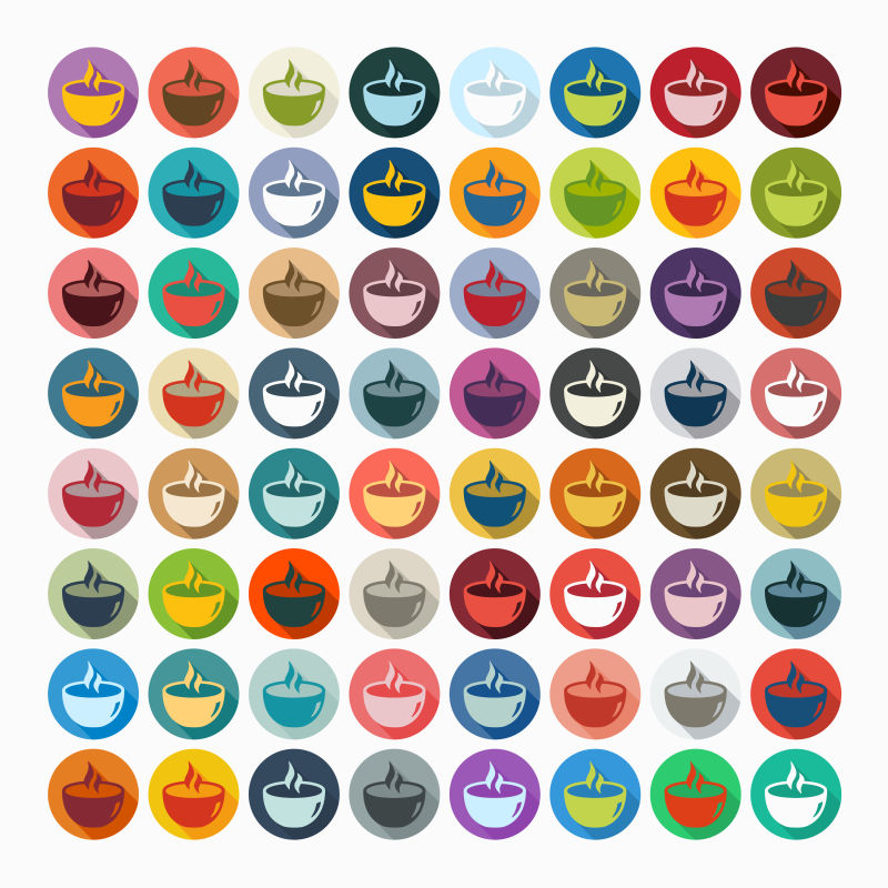 矢量的茶杯形状彩色图标设计