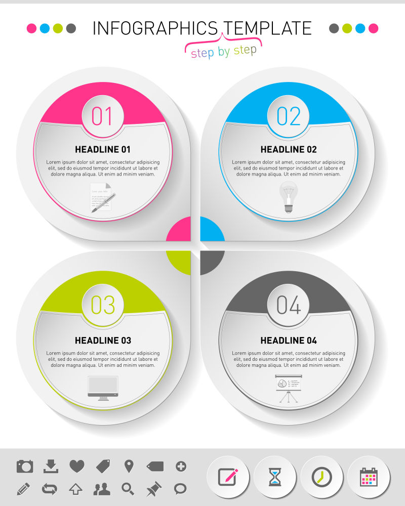 矢量剪纸风格的信息图表设计模板