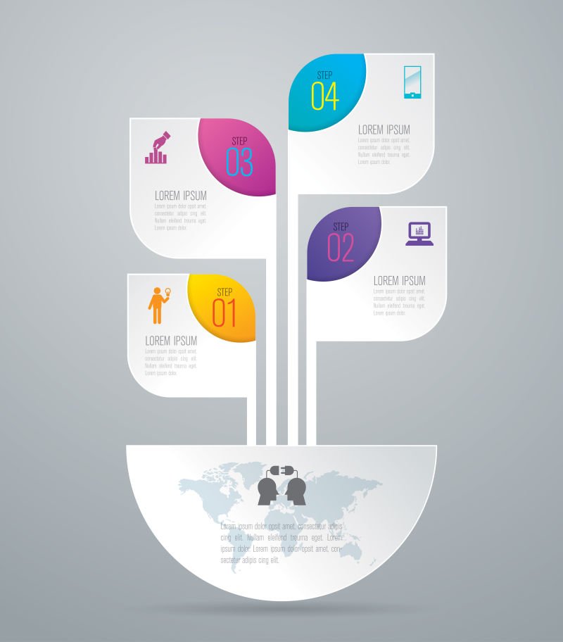 树苗形状的业务信息图表矢量设计