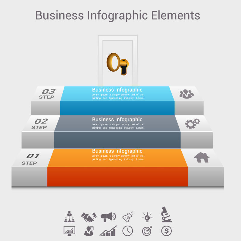 台阶形状的信息图表矢量设计模板