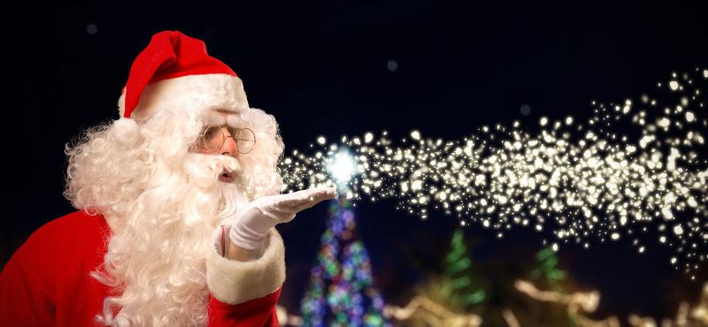 圣诞老人吹魔法雪肖像