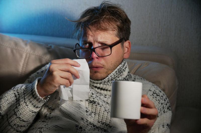 感冒生病的男人