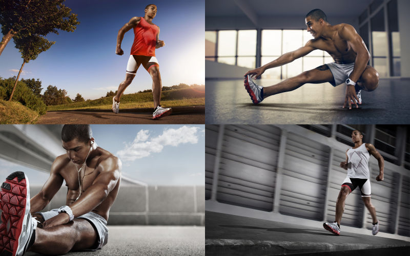 四张男人健身的场面