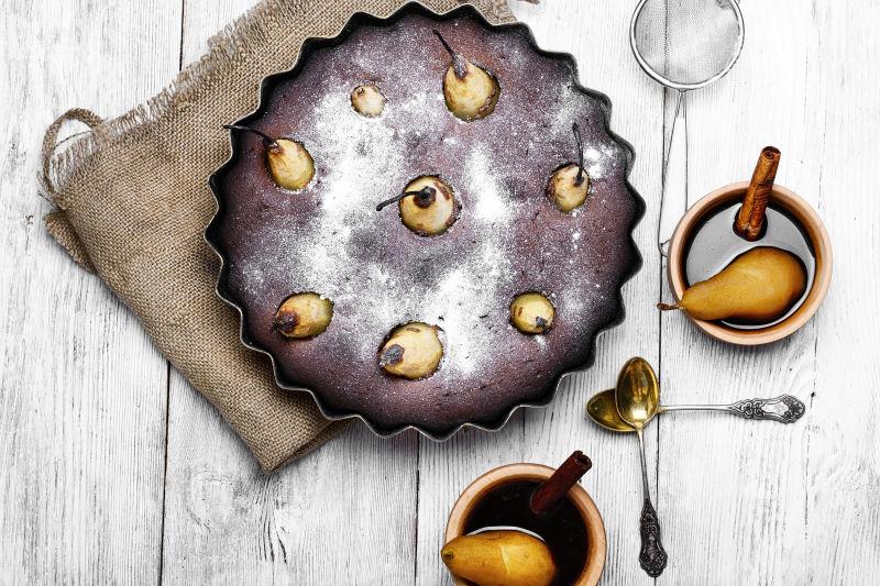 用梨烘焙的蛋糕