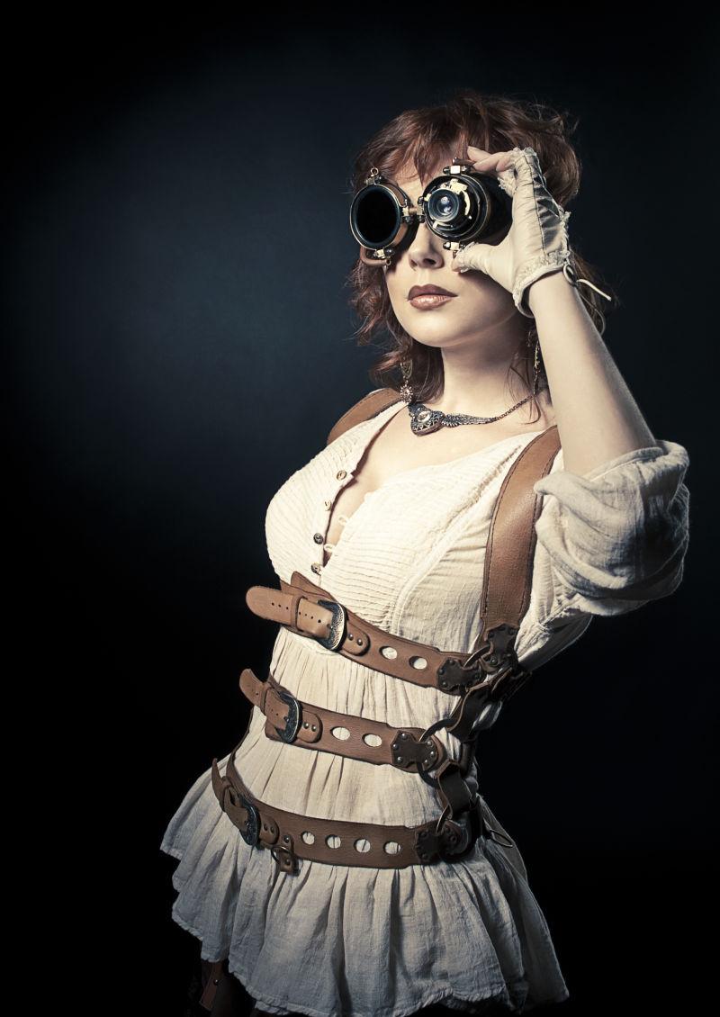 蒸汽朋克女人图片 看她的护目镜的蒸汽朋克女人素材 高清图片 摄影照片 寻图免费打包下载