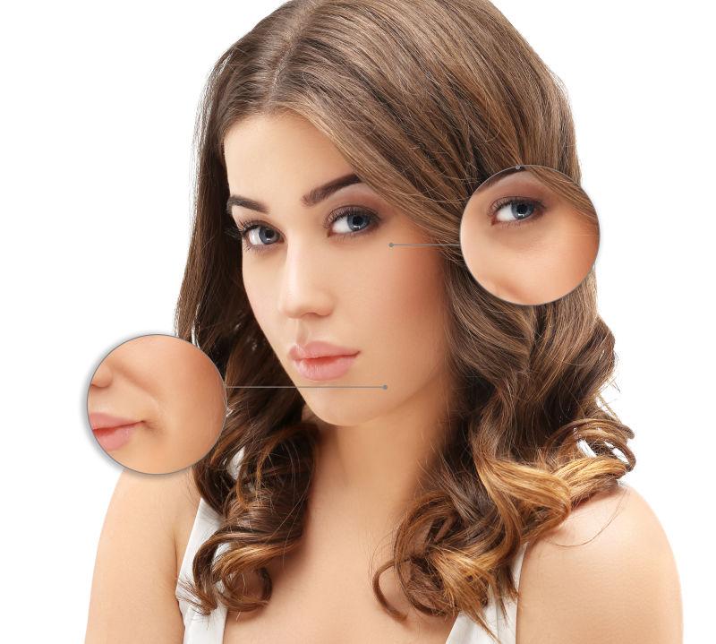 美女皮肤治疗部位的对比图