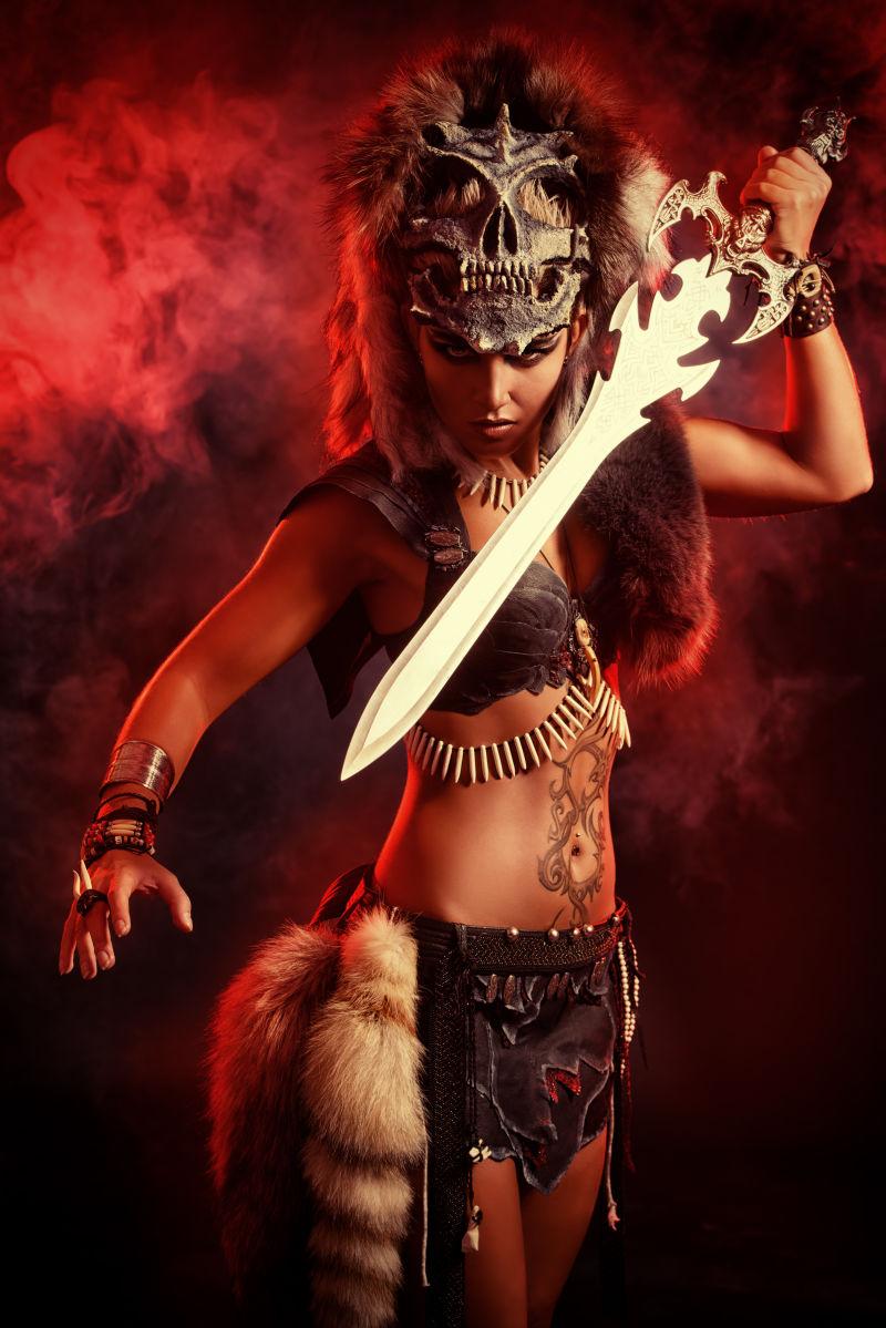 部落装的野性美女