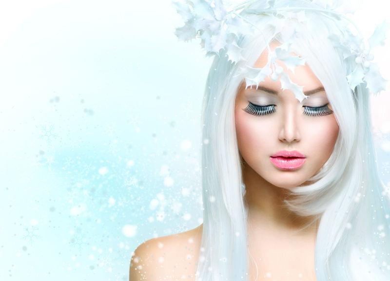 冬季妆容的冷艳美女