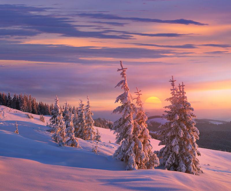 美丽的冬季山林景观