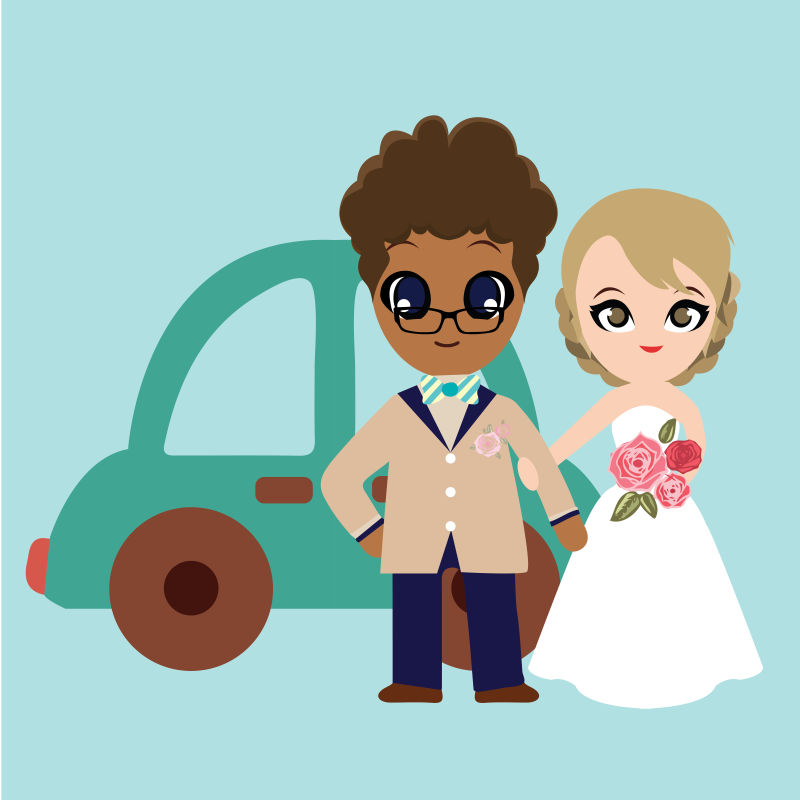 矢量甜蜜的举办婚礼的恋人