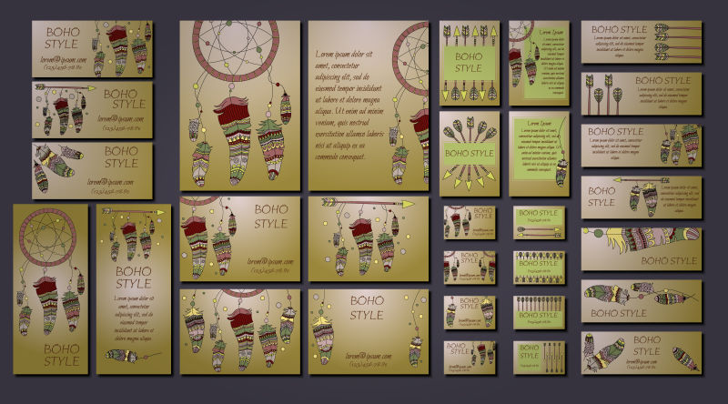 创意矢量老式捕梦网元素的装饰设计背景