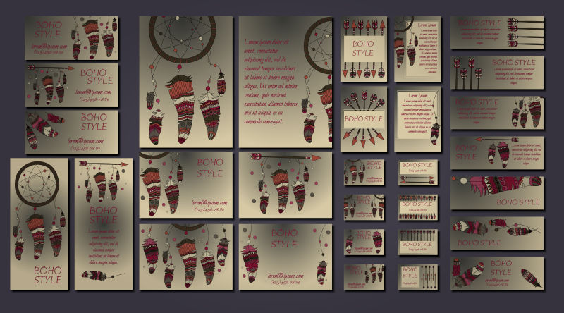 矢量捕梦网元素的创意装饰名片设计