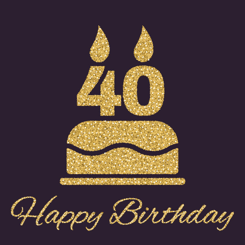 40岁蜡烛的生日蛋糕矢量插图