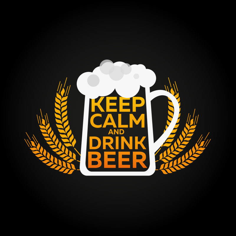 创意矢量冒泡啤酒和大麦标志设计