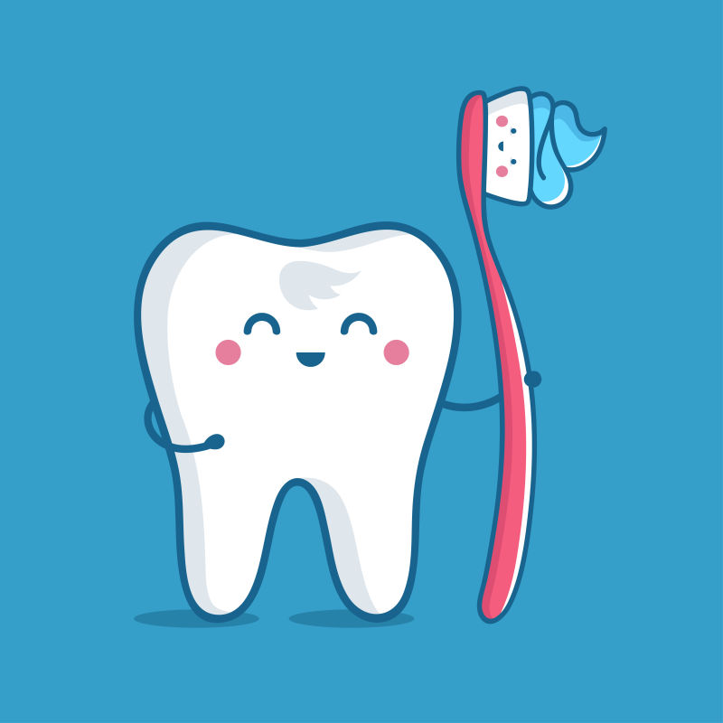 图片 插画 蓝色背景上的矢量卡通牙齿系列 一 矢量牙齿健康概念(154张