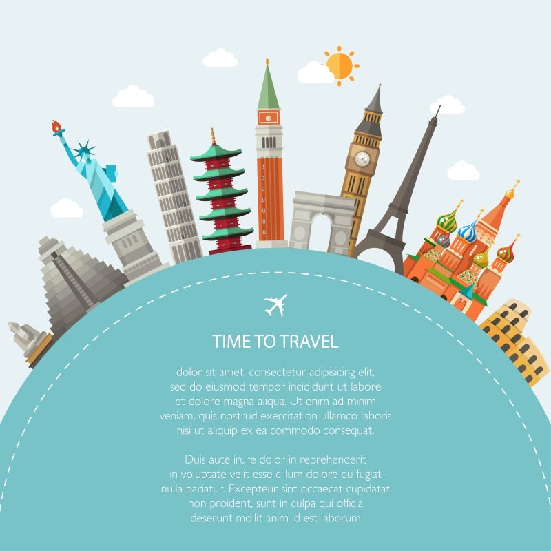 旅行卡片插图矢量设计