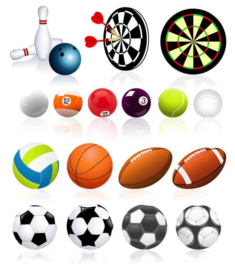 矢量运动器材平面图标设计