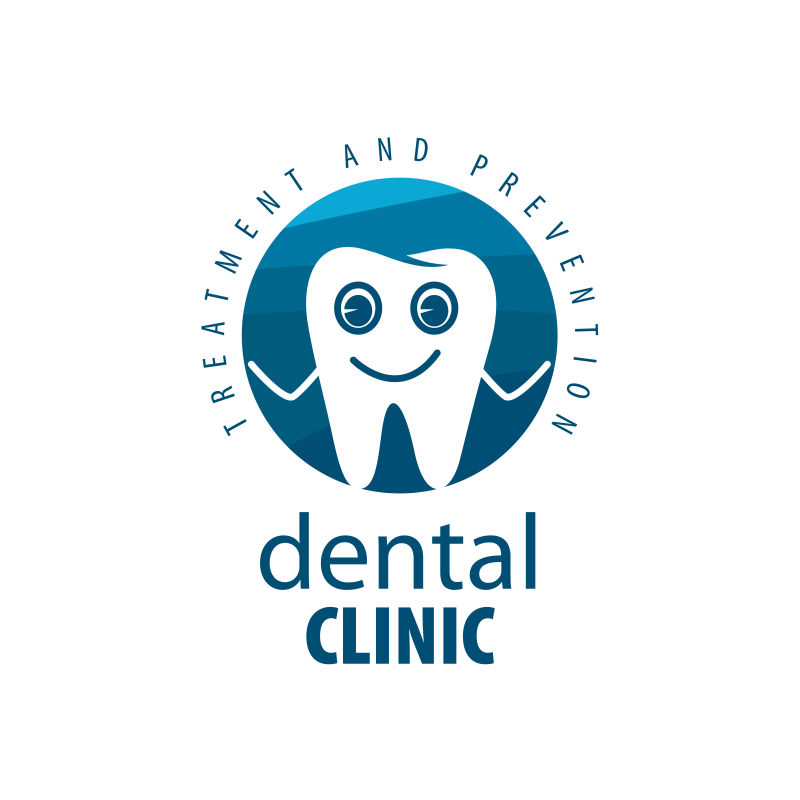 矢量有盾牌和牙齿图形的标志设计