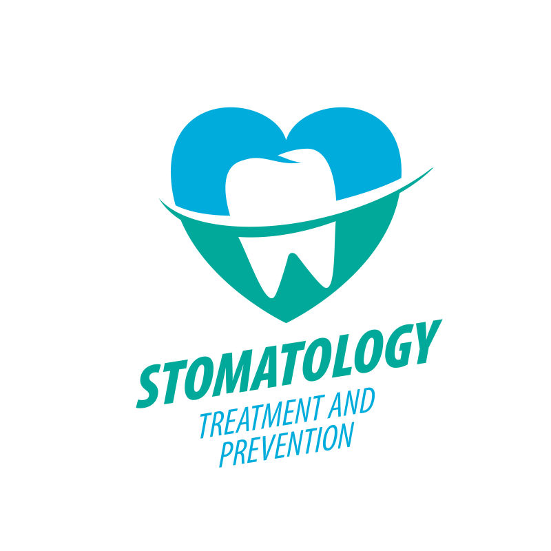 矢量双色的牙齿健康的牙科标志设计