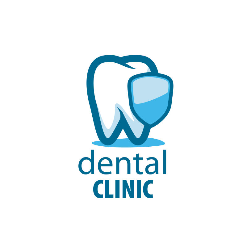 矢量创意牙科蓝色防护概念的标志设计