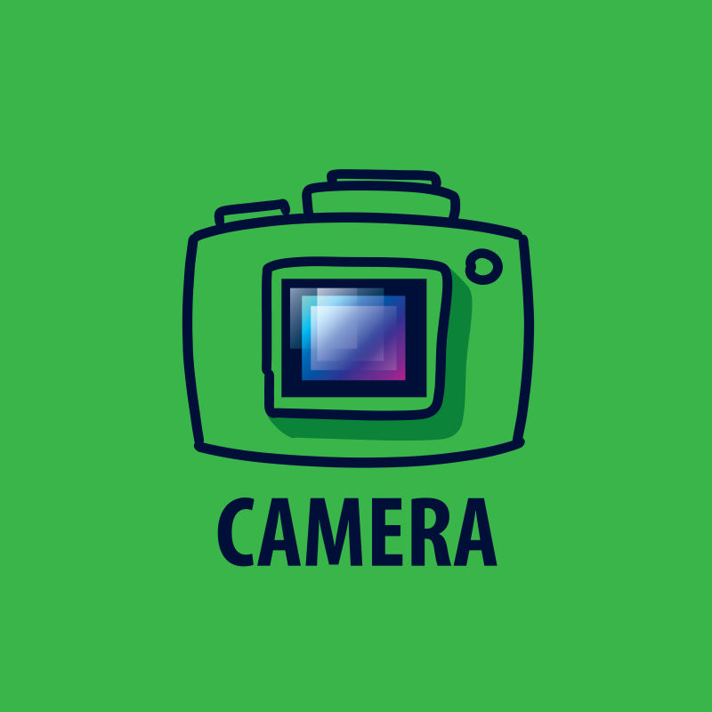 绿色的相机形状矢量标识设计