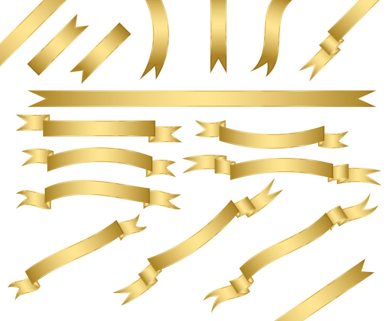 创意金色装饰丝带矢量