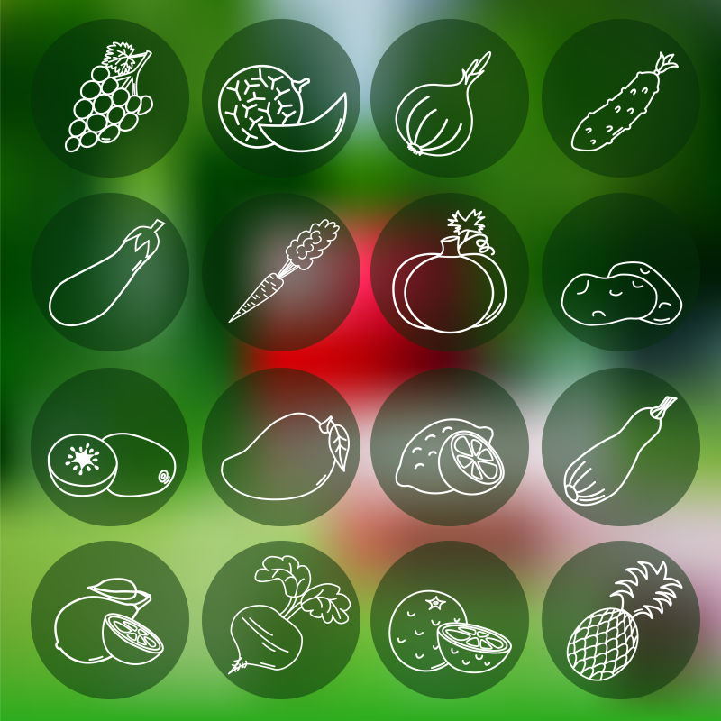矢量手绘果蔬现代设计图标