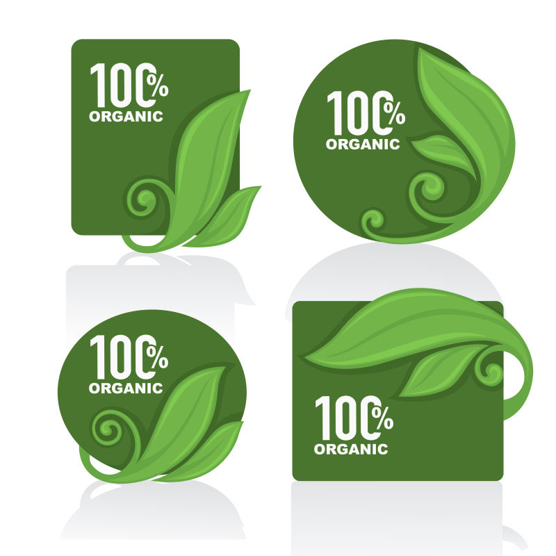 不同形状的绿色矢量商标设计