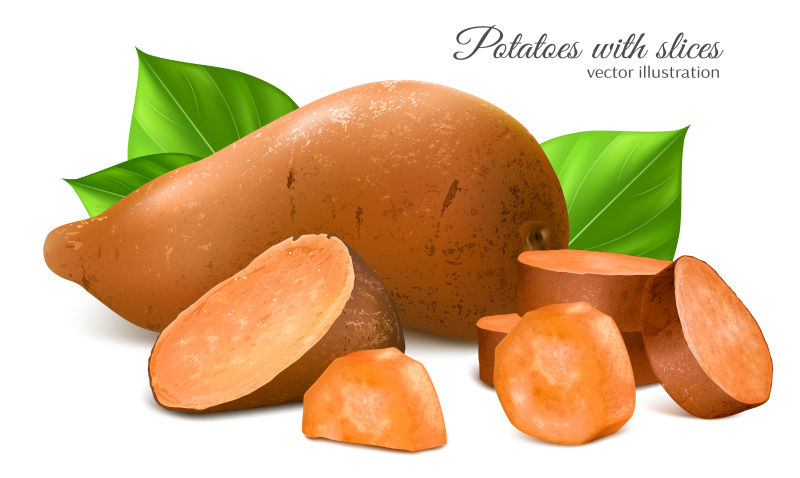 切片甘薯矢量插图