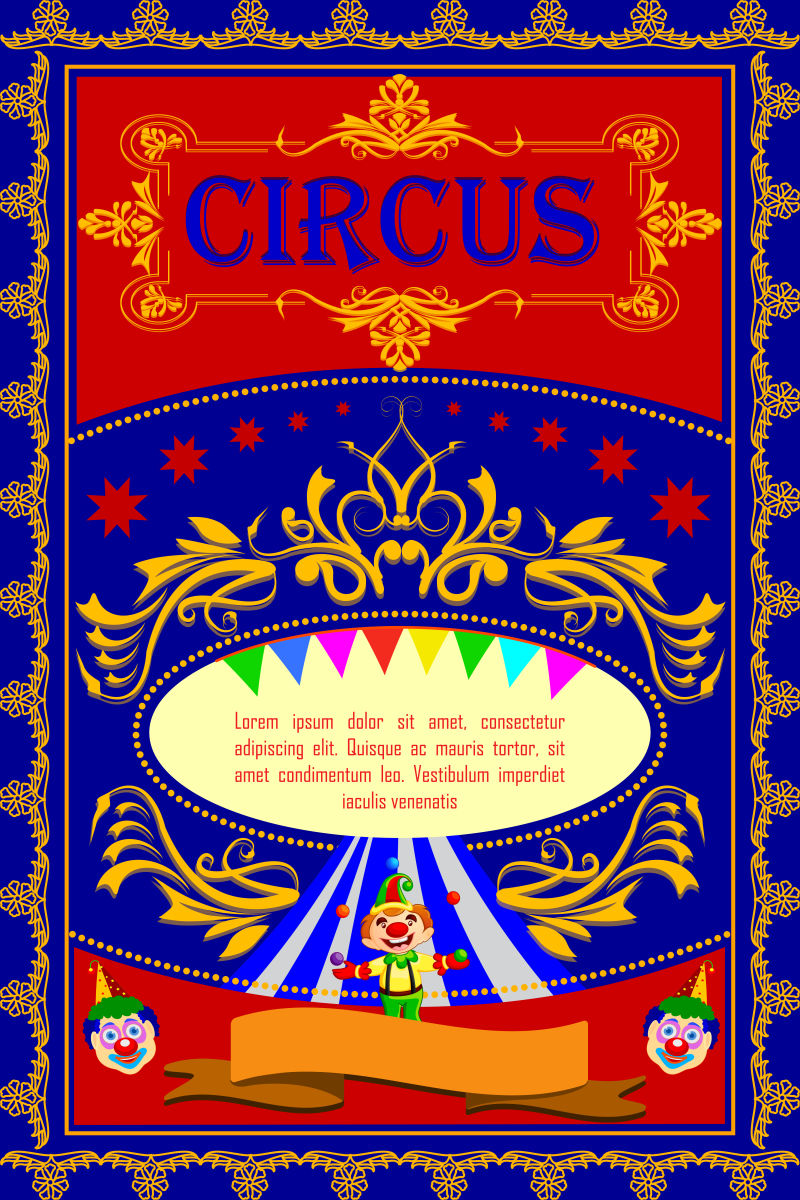 矢量的马戏团狂欢海报设计