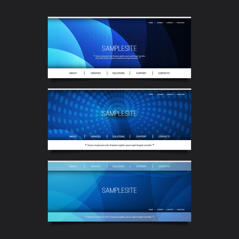 创意蓝点图案的矢量网页标题栏设计