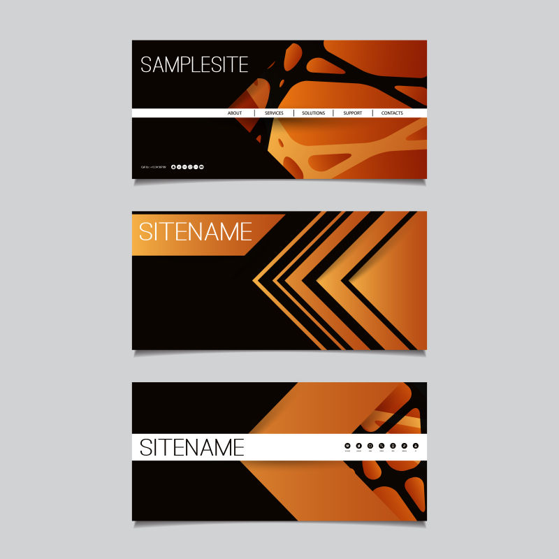 棕色图案的矢量网页标题栏设计