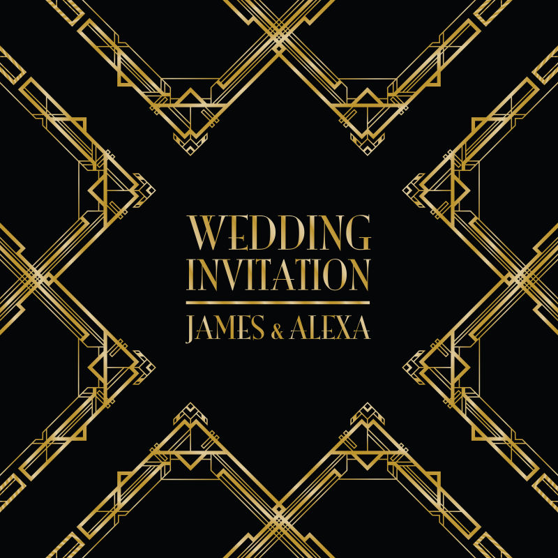 金色花纹装饰的矢量邀请函设计