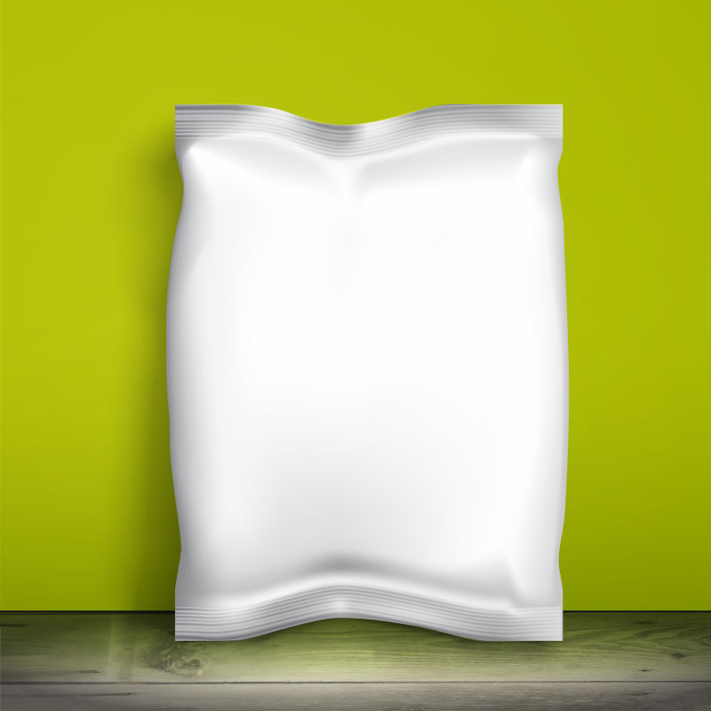 绿色背景下的矢量包装袋