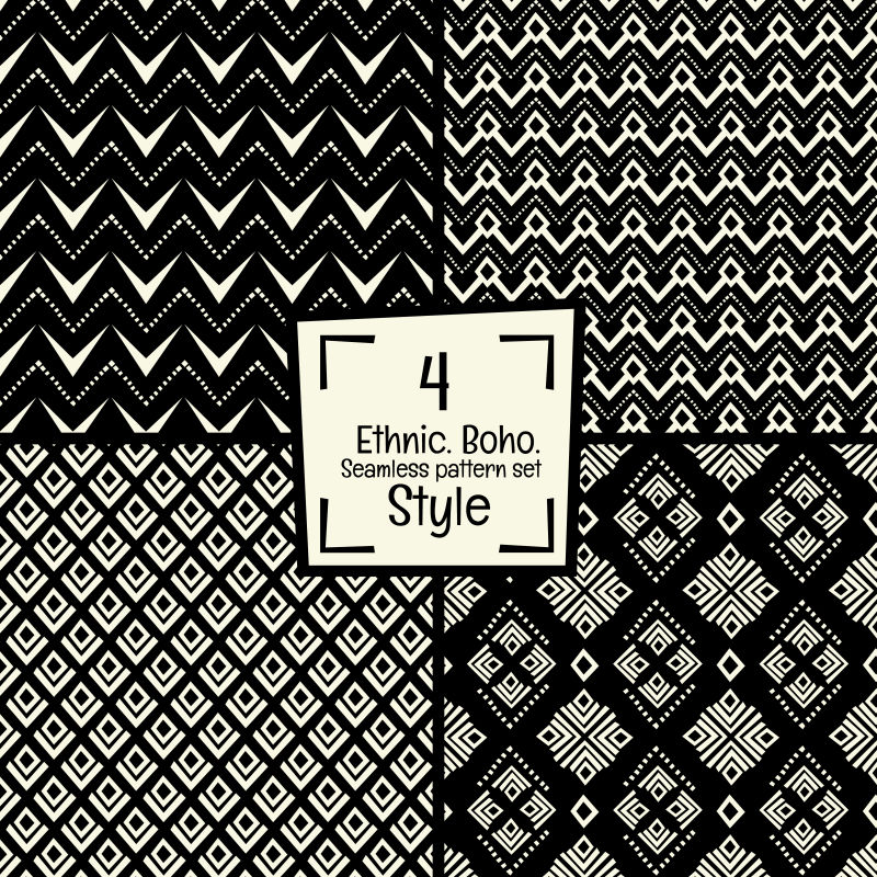 矢量抽象单色几何传统无缝背景